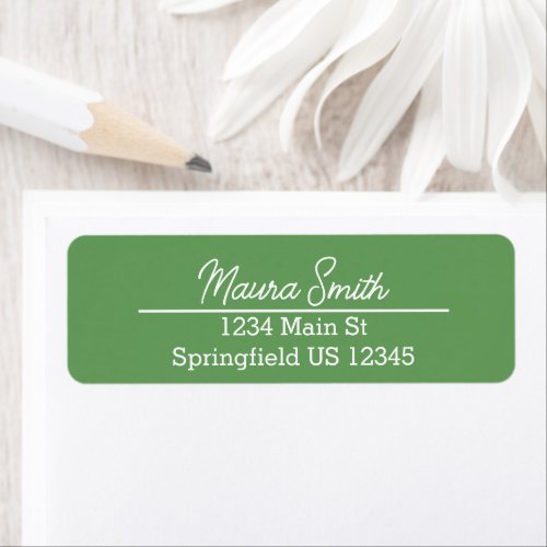 Dark avocado minimalist return address labels