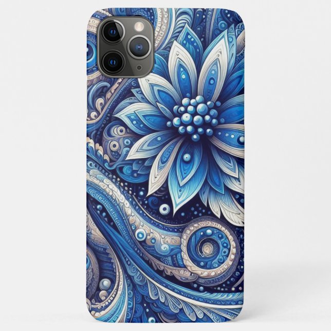Dark Azure Navy Blue Black Paisley Art Pattern Case-Mate iPhone Case (Back)