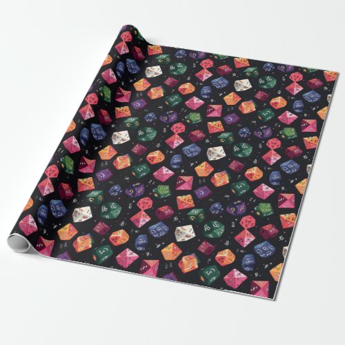 Dark Background Arcane Dice Wrapping Paper