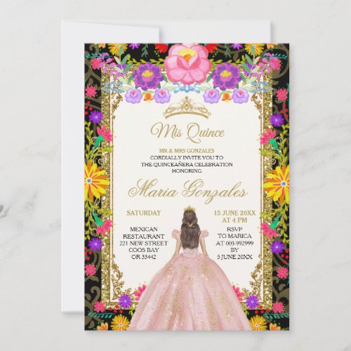 Dark Background Blush Pink Dess Mexican Birthday Invitation