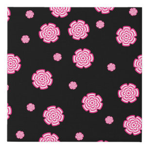 Dark background bright stylized pink flowers. abst faux canvas print
