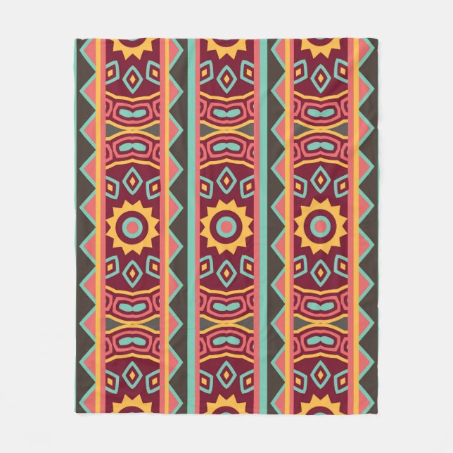 Dark Background: Ethnic Aztec Seamless Fleece Blanket (Front)