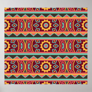 Dark Background: Ethnic Aztec Seamless Poster