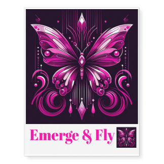 Dark Background PP Butterfly Temporary Tattoos