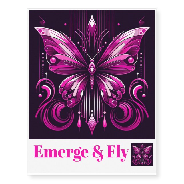 Dark Background PP Butterfly Temporary Tattoos (Front)