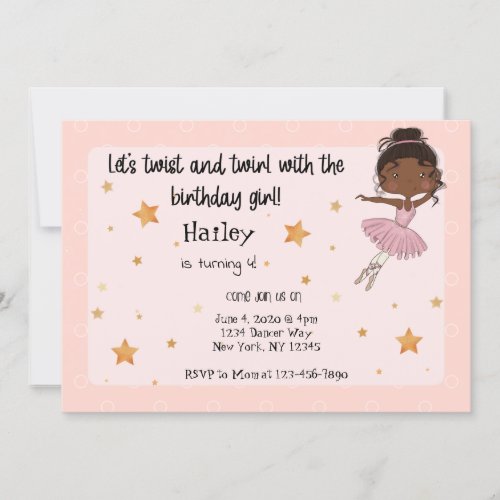 Dark Ballerina Party Invitation