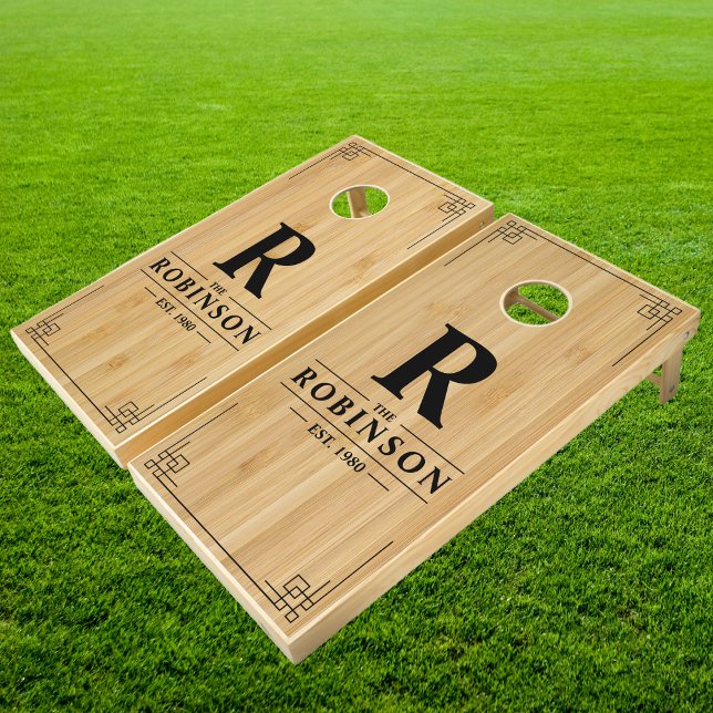 Dark Bamboo Family Name & Initial Cornhole Set (Creator Uploaded)