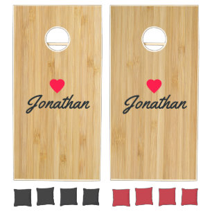 Dark Bamboo Vintage Heart Signature Cornhole Set