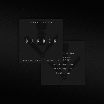 Dark Barbers Style Square Business Card by TwoFatCats at Zazzle
