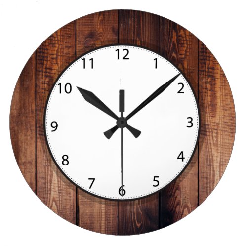 Dark Barn Wood Large Clock