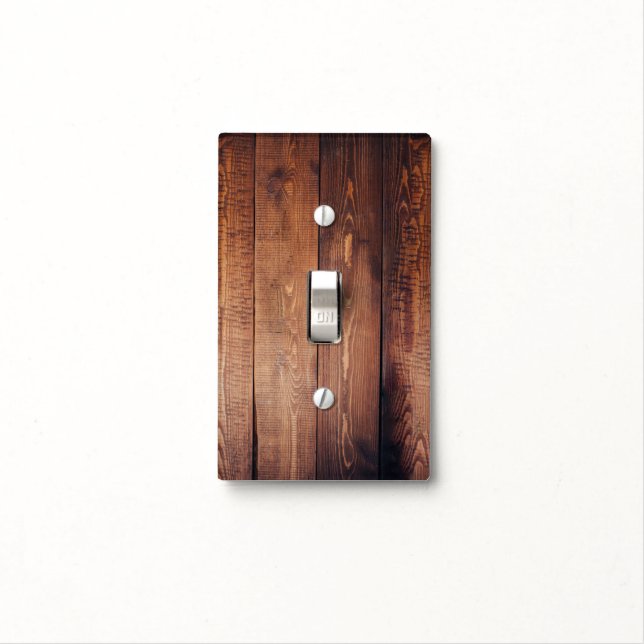 Dark Barn Wood Planks Light Switch Cover (In Situ)