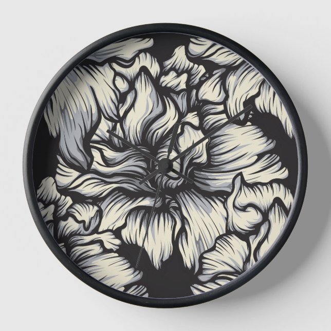 Dark Baroque Floral Clock (Front)