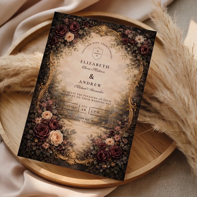 Dark Baroque Floral Wedding Invitation (Creator Uploaded)