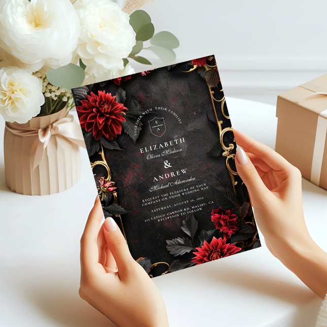 Dark Baroque Floral Wedding Invitation (Creator Uploaded)