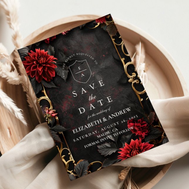 Dark Baroque Floral Wedding Save The Date (Creator Uploaded)