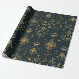 Dark Baroque Gold Ornament Wrapping Paper