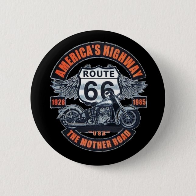 Dark Basic theme Route 66 Motorcycles Button (Front)