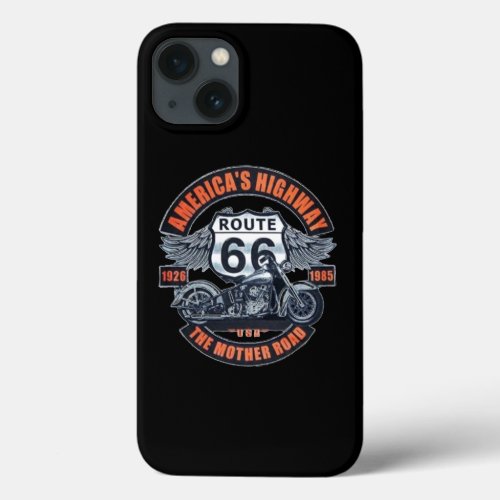 Dark Basic theme Route 66 Motorcycles iPhone 13 Case