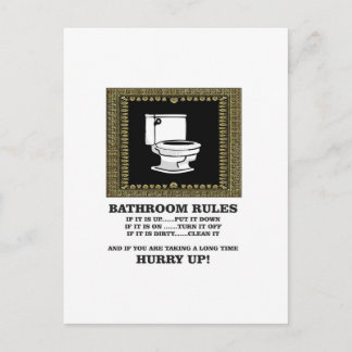 dark bathroom rules postcard
