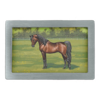 Dark Bay Egyptian Arabian Horse in Summer Pasture Belt Buckle