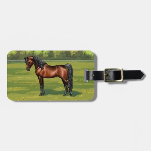 Dark Bay Egyptian Arabian Horse in Summer Pasture Luggage Tag