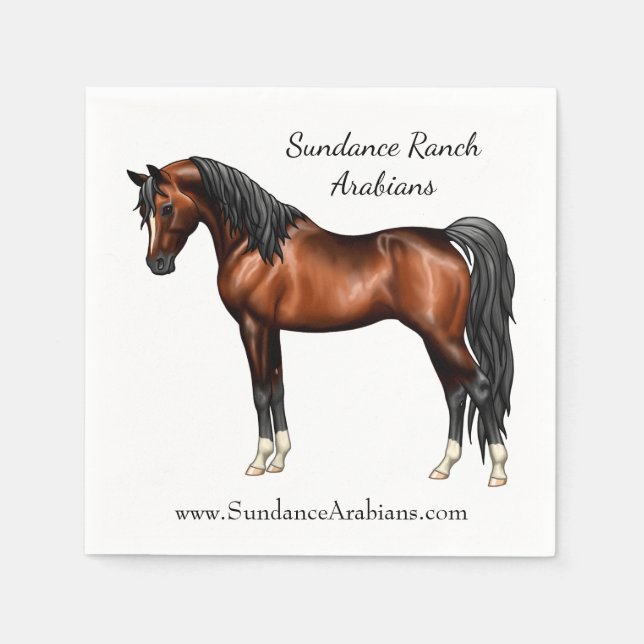 Dark Bay Egyptian Arabian Horse Paper Napkins (Front)