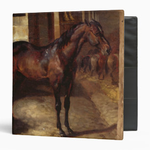 Dark Bay Horse in the stable 3 Ring Binder