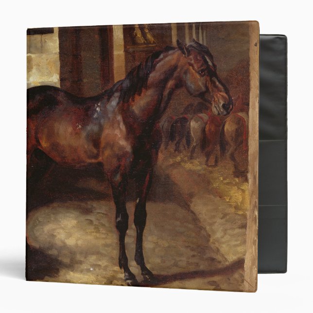 Dark Bay Horse in the stable 3 Ring Binder (Front/Inside)