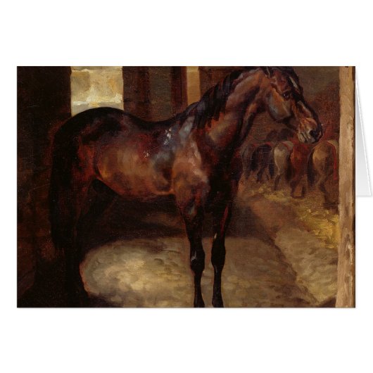Dark Bay Horse in the stable Cards (Front Horizontal)
