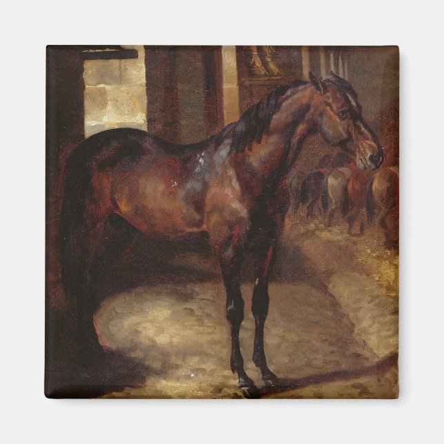 Dark Bay Horse in the stable Magnet (Front)
