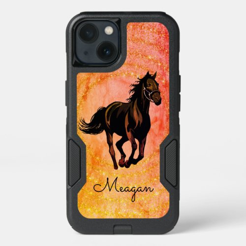 Dark Bay Horse Sparkle Rustic iPhone 13 Case