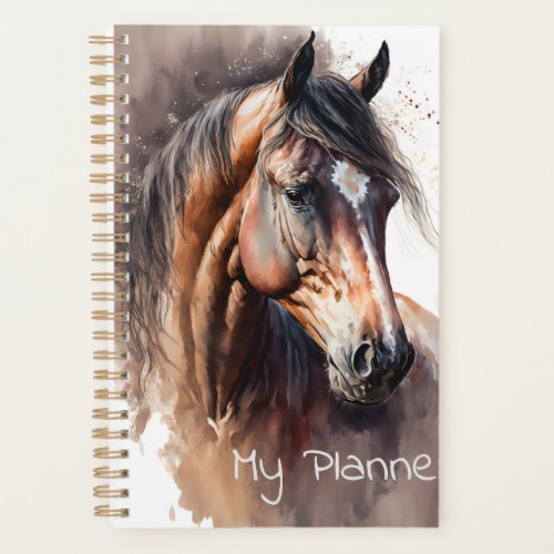 Dark Bay Horse Watercolor Daily Planner