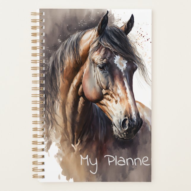 Dark Bay Horse Watercolor Daily Planner (Front)