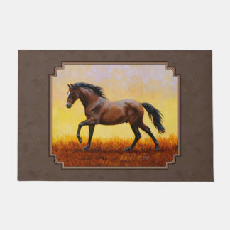 Dark Bay Running Horse Taupe Doormat