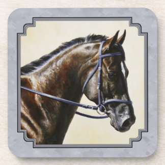 Dark Bay Sport Horse Gray Beverage Coaster