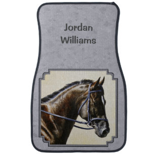Dark Bay Sport Horse Gray Car Floor Mat