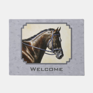 Dark Bay Sport Horse Gray Doormat