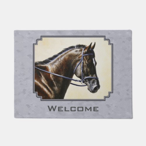 Dark Bay Sport Horse Gray Doormat