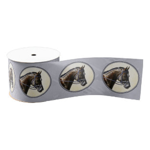 Dark Bay Sport Horse Gray Grosgrain Ribbon
