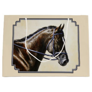 Dark Bay Sport Horse Gray Large Gift Bag