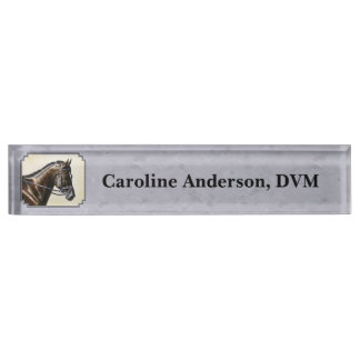 Dark Bay Sport Horse Gray Nameplate