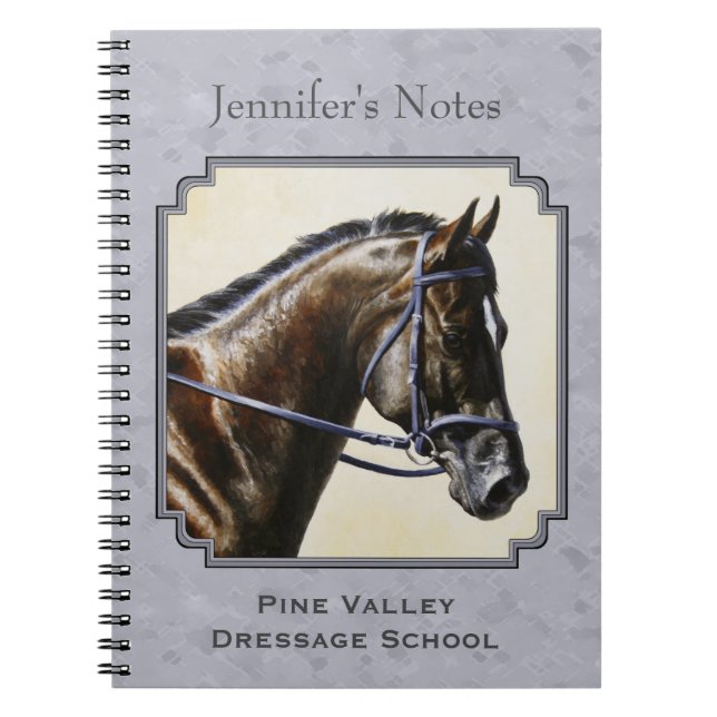 Dark Bay Sport Horse Gray Notebook (Front)