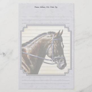 Dark Bay Sport Horse Gray Stationery