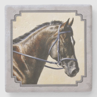Dark Bay Sport Horse Gray Stone Coaster