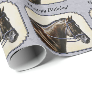 Dark Bay Sport Horse Gray Wrapping Paper