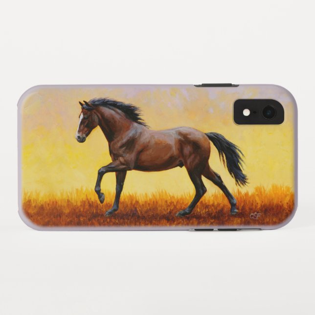 Dark Bay Stallion Horse Galloping Case-Mate iPhone Case (Back (Horizontal))