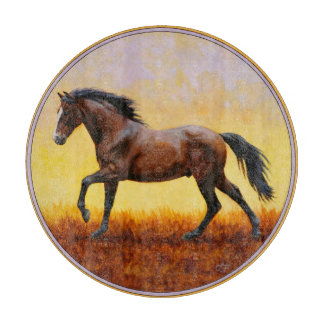 Dark Bay Stallion Horse Galloping Cutting Board