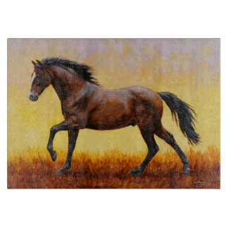 Dark Bay Stallion Horse Galloping Cutting Board