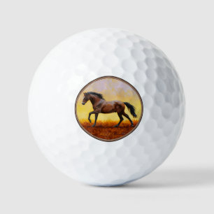 Dark Bay Stallion Horse Galloping Golf Balls