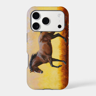 Dark Bay Stallion Horse Galloping iPhone 17 Pro Case
